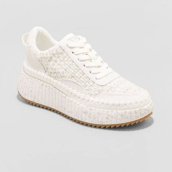 Universal Thread -  Women's Lace-Up Sneakers Memory F Off-White - Picture 1 of 4
